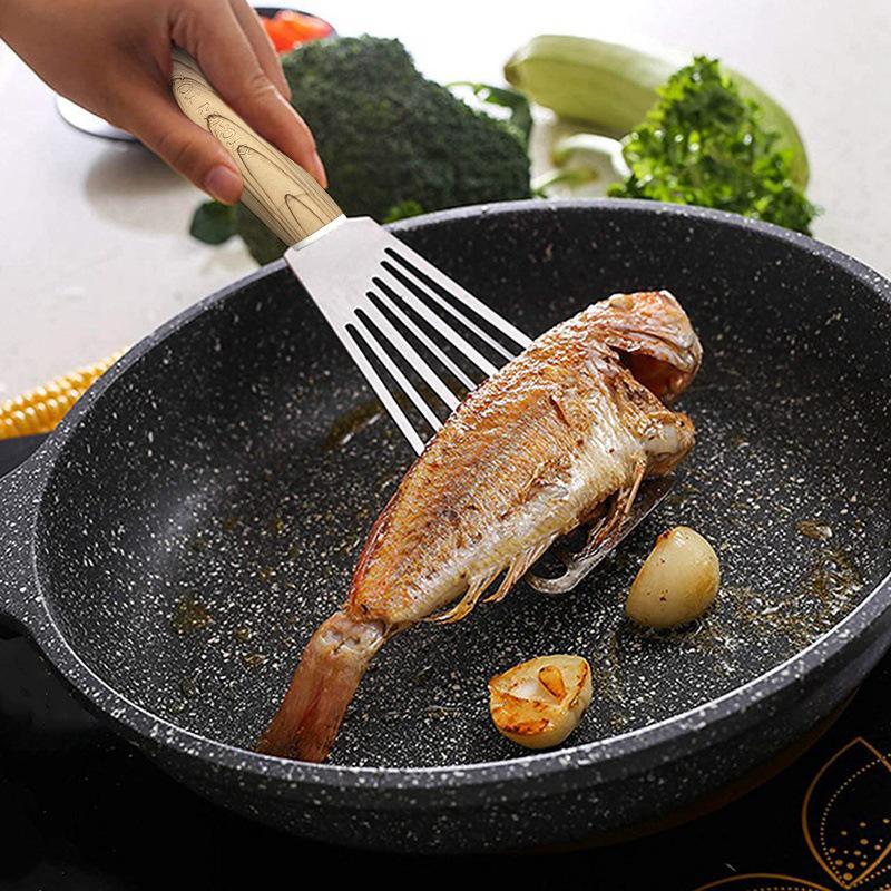 Edelstahl, Fischbratspatel, Fischwendespachtel, Pizza-Pfannkuchenspatel, Steak-Schmetterlingsspatel, Bratspatel, Küchenwerkzeuge
