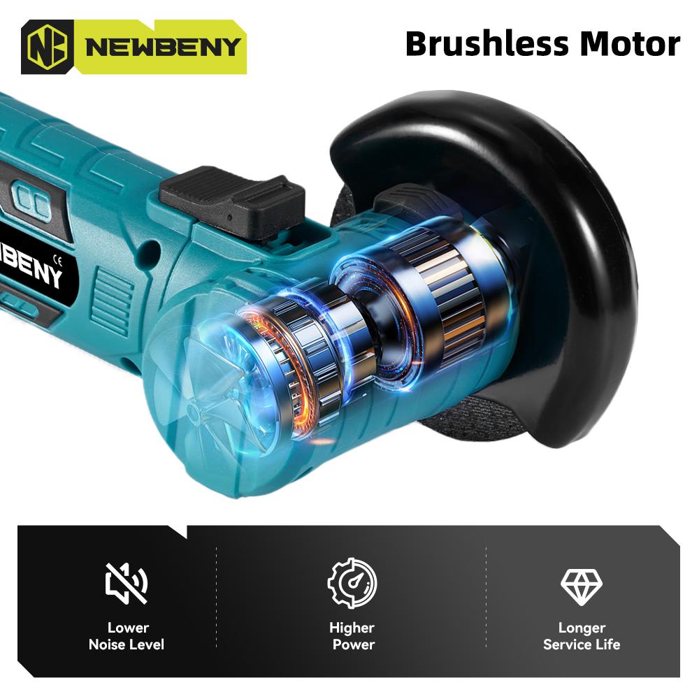 Newbeny Mini Meuleuse d'Angle Électrique Sans Fil Sans Balais 3 Pouces Outil de Meulage, Polissage et Coupe Efficace pour Métal et Bois Pour Batterie Makita 18V