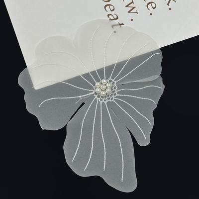 Patch Organza Blanc Grande Fleur Fait Main DIY Vêtements Décoration Accessoires Broderie Corsage Autocollant en Tissu Avec Perles