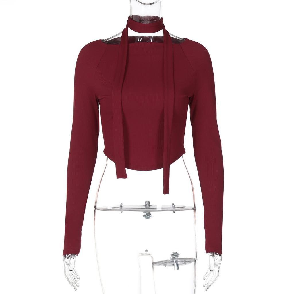 Hot-selling Women's Clothing In Europe and America, New Summer Products, Fashion Spice Girls, Slim-fitting Open-navel Long-sleeved T-shirt and Top