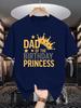 Unisex Summer Short Sleeve Tee Dad Of The Birthday Princess Crown Print Casual Loose Crew Neck Fashion Streetwear Daily Basic Top