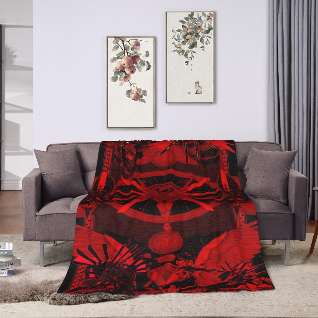 Coperta morbida e calda in peluche con simbolo rosso Art Ultrakill Gioco Sparatutto, Plaid per Divano e Sedia, Copriletto in Flanella