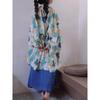 Spring and Autumn Retro Chinese Style Hanfu Modified Shirt Loose Plus Size Women's Printed Pair-breasted Wide-sleeved Shawl Long Shirt Top