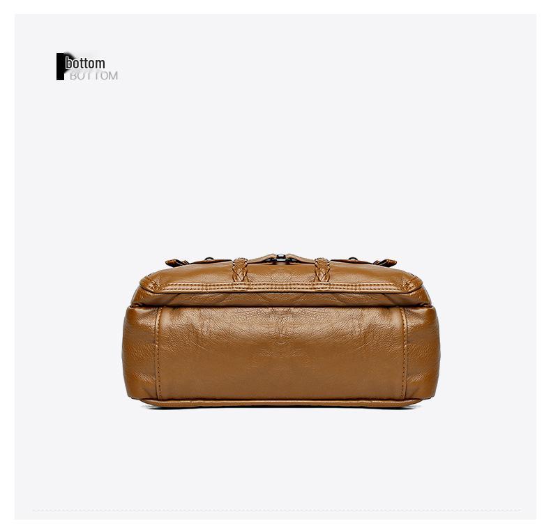 Koreanische Damen Umhänge-Schultertasche aus gewaschenem Leder mit großem Fassungsvermögen - Neue Mode, Mehrschichtig, Schlichtes Design für Mütter