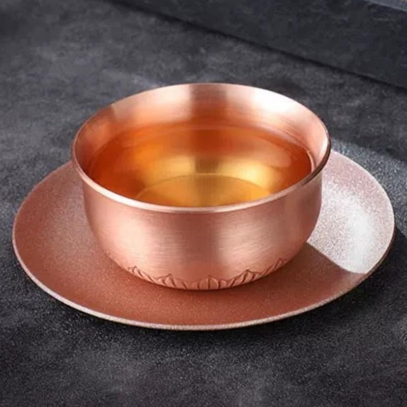Engraved Pure Copper Bowl Mini Vodka Liqueur Spirits Cup Creative Wedding Wine Tea Cups Buddhist Bowl Home's Gift Decorative