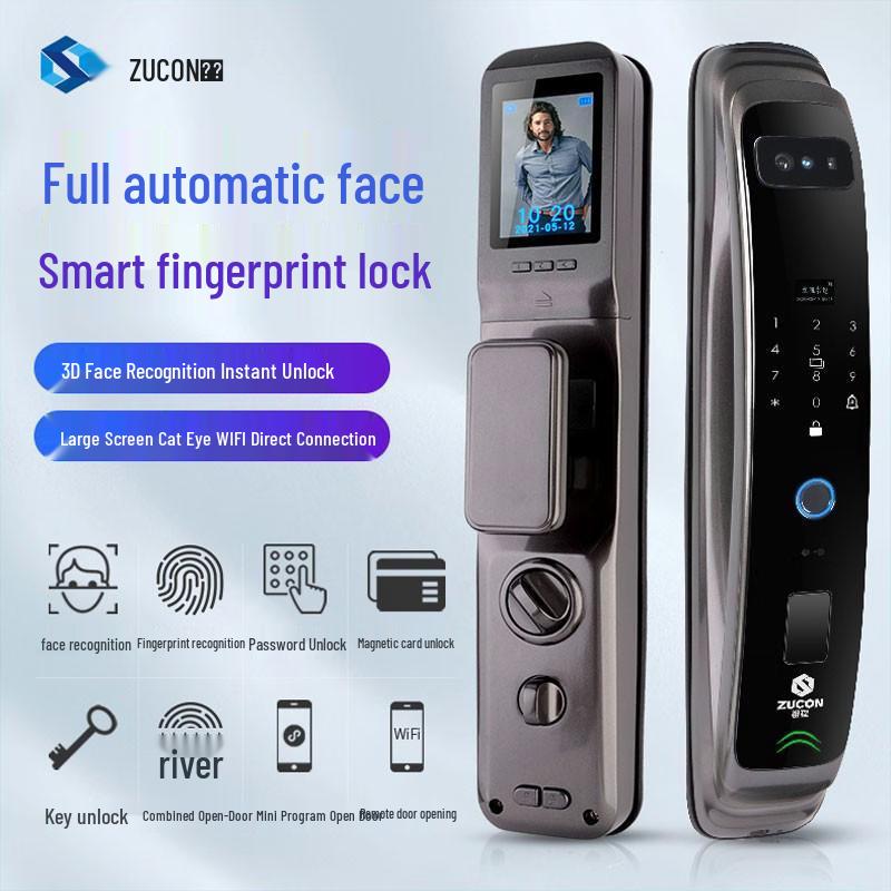 Умный дверной замок ZUCON I9 с распознаванием лиц, WiFi-глазком, штепсель CN (адаптер в комплекте)