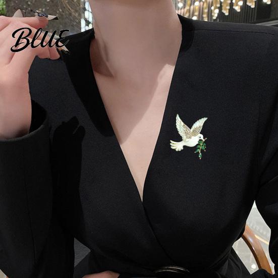 Olive Branch Brooch Pin Symbolic Peace Pigeon Design Zinc Alloy
