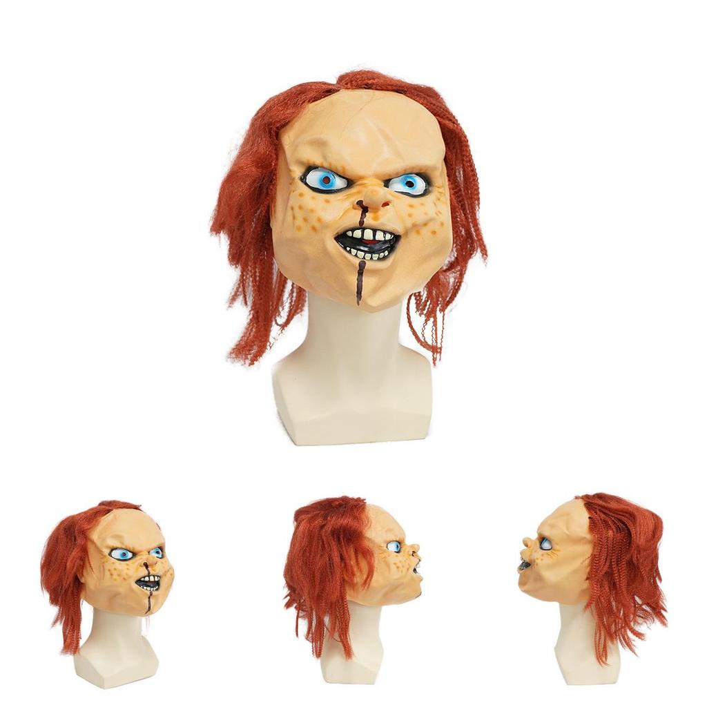 Máscara de Látex Halloween Boneco Chucky Brincadeira de Criança com Design Assustador para Festa e Cosplay
