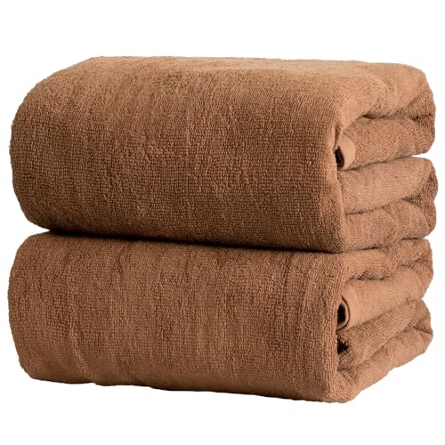 

Tramparan Commercial Bath Towels, Large Size, 180cm, Set of 2 (Brown), 100% Cotton, 180 x 100cm