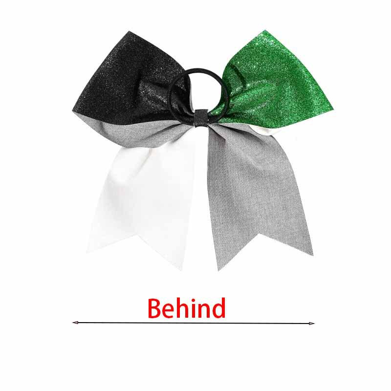Children's Glitter Swallowtail Bow Hair Tie - Pure Color Green & Black