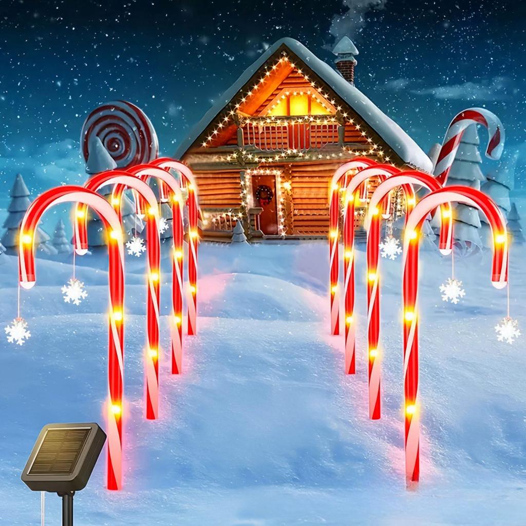 5PCS Solar Candy Cane Lights Outdoor Christmas Decorations Christmas Decorative Lights for Garden Patio Lawn Or Yard Decoration