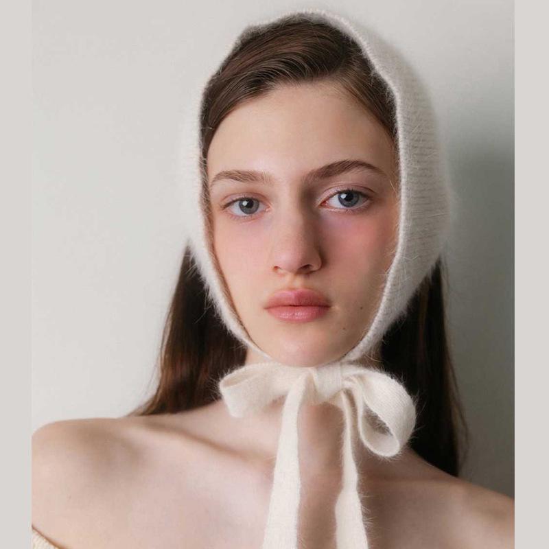 Französischer Damen Flauschiger Gestrickter Woll-Dreiecksschal & Krawatten-Kopfband - Herbst/Winter Wärme, Süßer & Niedlicher Stil.