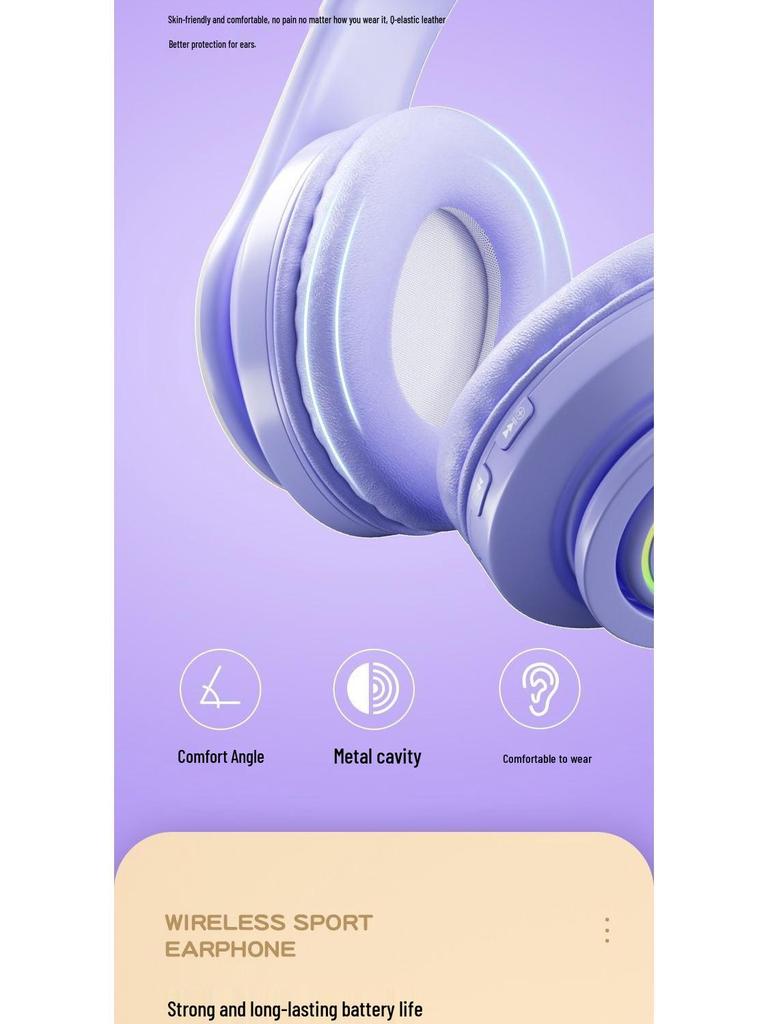 New B39pro Gradient Bluetooth Over-Ear Wireless Gaming Headset, Foldable Design