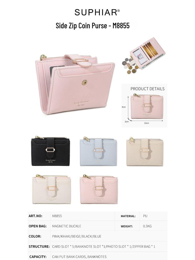 Women's PU Leather Zipper Wallet - Large Capacity Card Holder for Commuting and Students