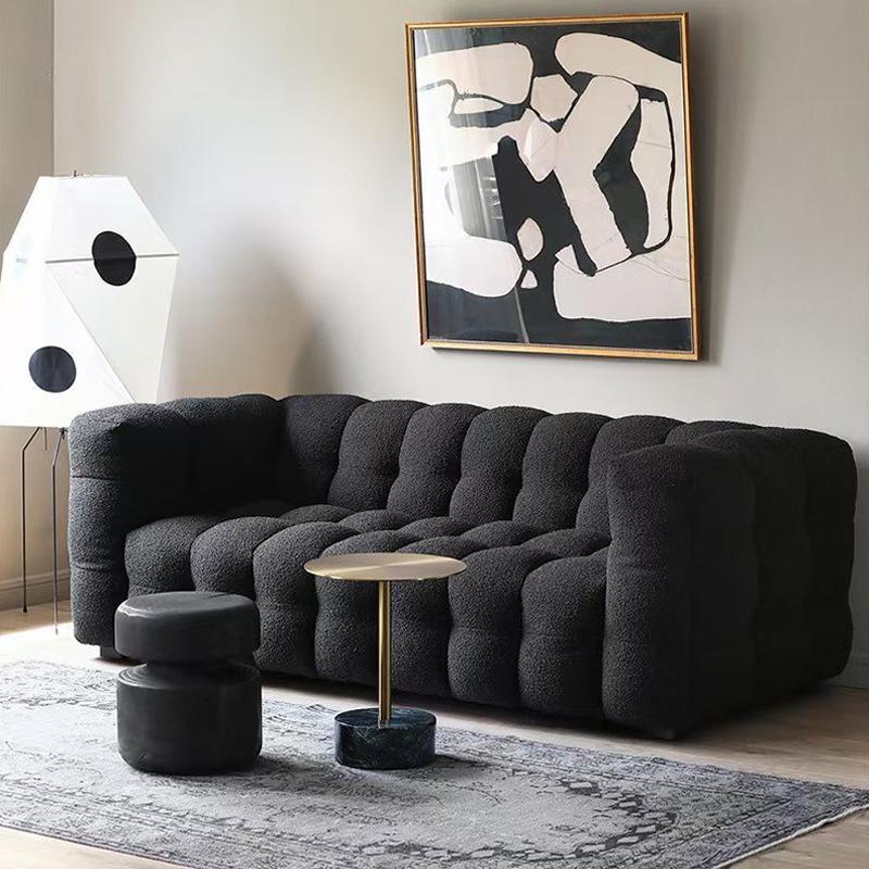 Light French Lambswool Marshmallow Sofa - Small Apartment Three-Seater, Customizable Luxury Living Room Furniture
