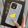 Phone Case for IPhone 17 16 15 14 13 12 11 Pro Max 15 14 Plus 17 Air X Xs XR Lemon Blue Stripe Pattern Lychee Soft Cover