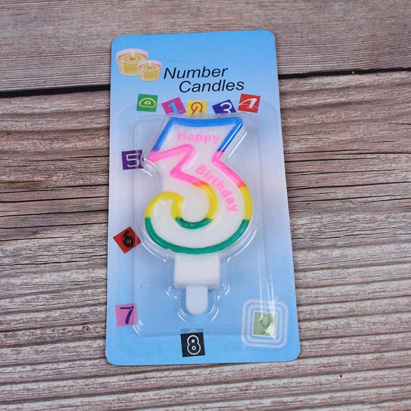 Large Number Candle 0-9 Children's 100th Birthday Candle Creative Cake Candle Colorful Candle
