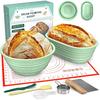 Sourdough Bread Baking Supplies Starter Set, 9'' & 10'' Proofing Baskets, Scoring Lame, Dough Scraper, Bread Mat, Brush, Sugar Sifter, Baking Kit