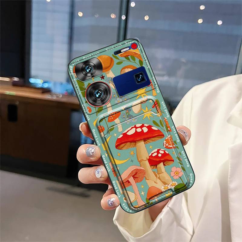 protective Back Cover Phone Case For ZTE Nubia Z60 Ultra TPU Cute Silicone Durable Card slot Soft case Card bag Graffiti
