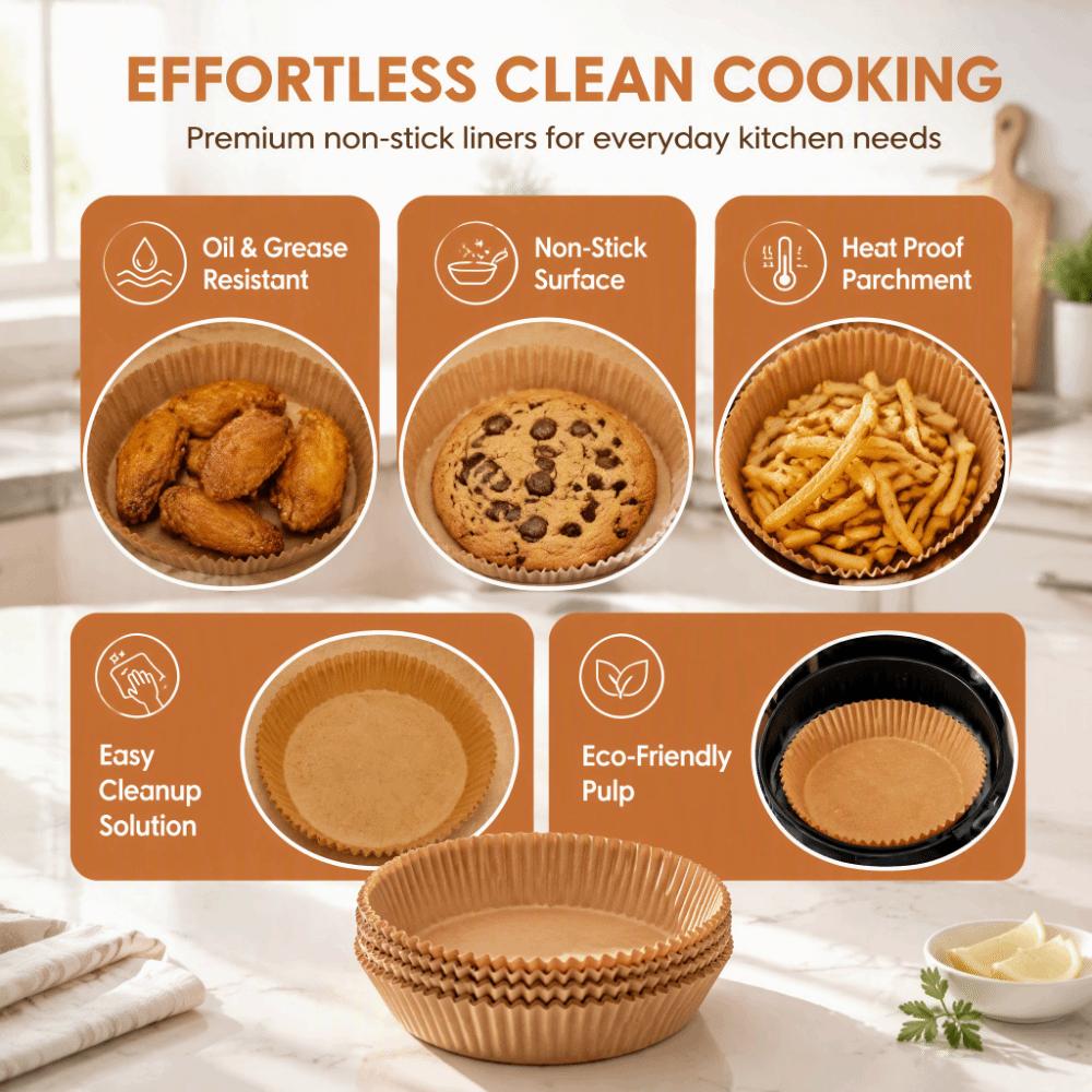 200pcs Non-Stick Surface Air Fryer Liner Unbleached Paper Non-Stick Paper Liner  Baking Roasting