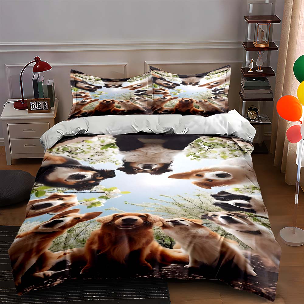

Dogs nature scene Bedding Duvet cover sets Duvet covers Pillowcases gifts (1 * Duvet Cover 2 * Pillowcases, without duvet insert) 135x200cm