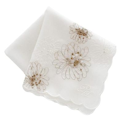 PAUL JOE ACCESSOIRES Handkerchief Cotton Floral Print & Women's (100% / Approx. 45cm) (White)