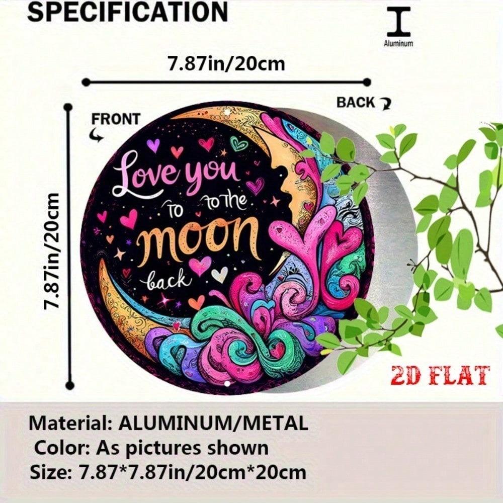 Retro Metal Love You To The Moon And Back Sign, 20cm Round Wall Decor