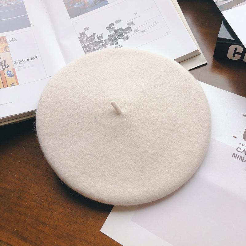 Hat Female Autumn and Winter Beret Woolen British Retro Literary and Simple Painter Hat Sweet Versatile Trendy Hat