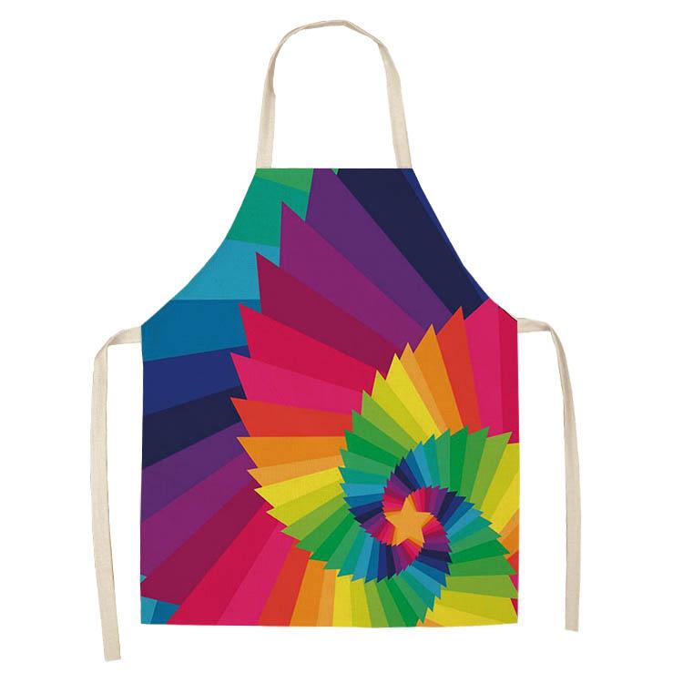 Kochen Backen Kochschürze Regenbogen bunte geometrische Druckschürze Küche Herren- und Damenschürze Leinenlätzchen Hausreinigungsschürze