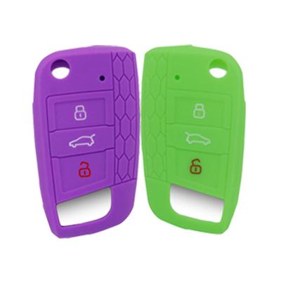 Car Key Case Silicone Cover For VW Golf 7 MK7 3 Buttons Flip Folding Remote Key Fob For Seat For Skoda Car Accessories
