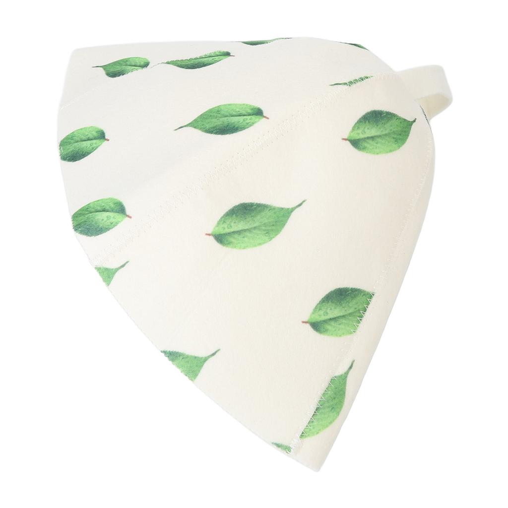 Saunahut Universal Stilvoll Niedlich Grüner Blattdruck Wasseraufnahme Schützender Filz Badehut für