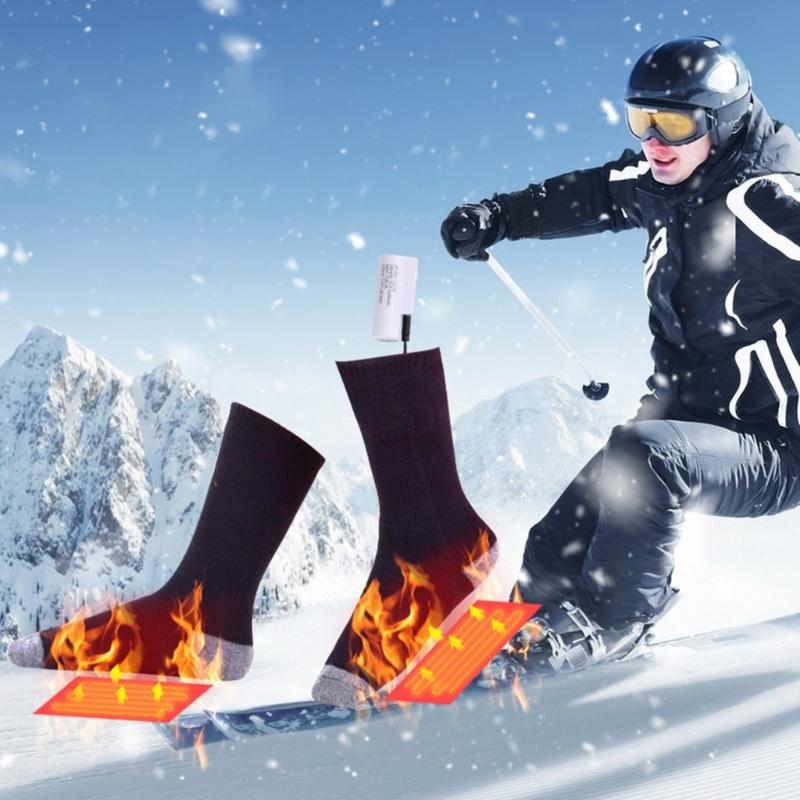 2200/4000mAh Winter Heated Socks Men Women Thermal Heating Foot Warmer Electric Stockings with 3 Levels Temperature
