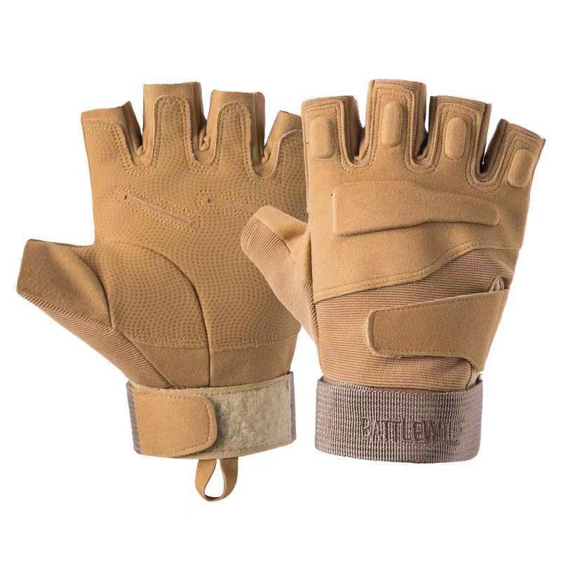 Black Hawk Tactical Gloves Half Finger Wear-resistant Shock Absorber Motorcycle Riding Open Finger Gloves Men's Locomotive Non-Slip Camping Outdoor