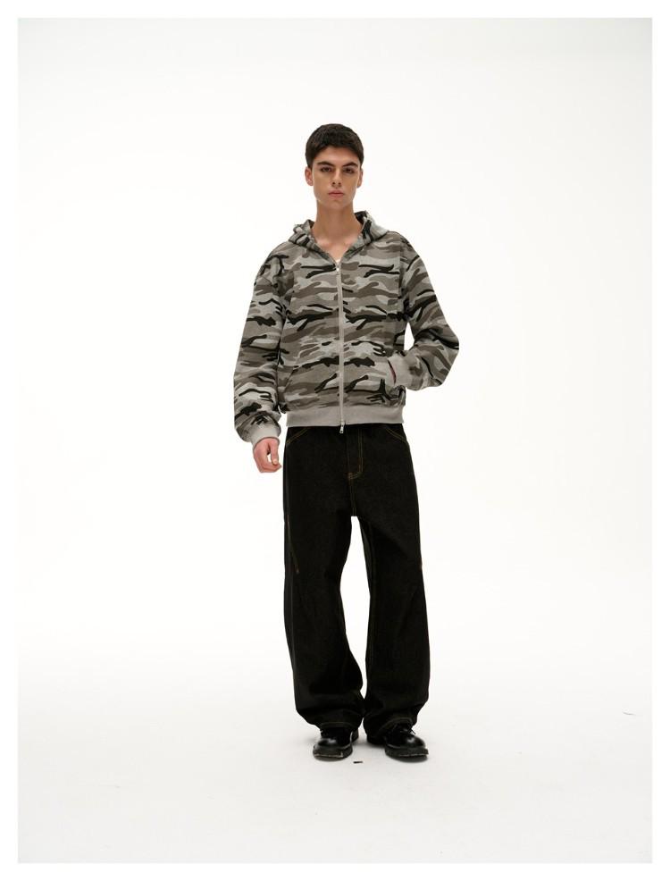 Cárdigan con capucha de camuflaje unisex QIYOU Primavera 2026