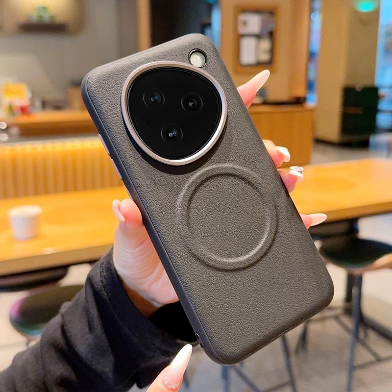 Magnetic Suede Leather Case for Nubia M153 Doubao AI Phone, Full Body Soft TPU Bumper Shockproof Cover with Metal Buttons
