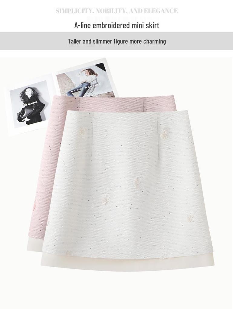 Elegant Women's Pink A-Line Skirt: New Chinese Style with Sequin Embroidery for Spring/Summer 2026