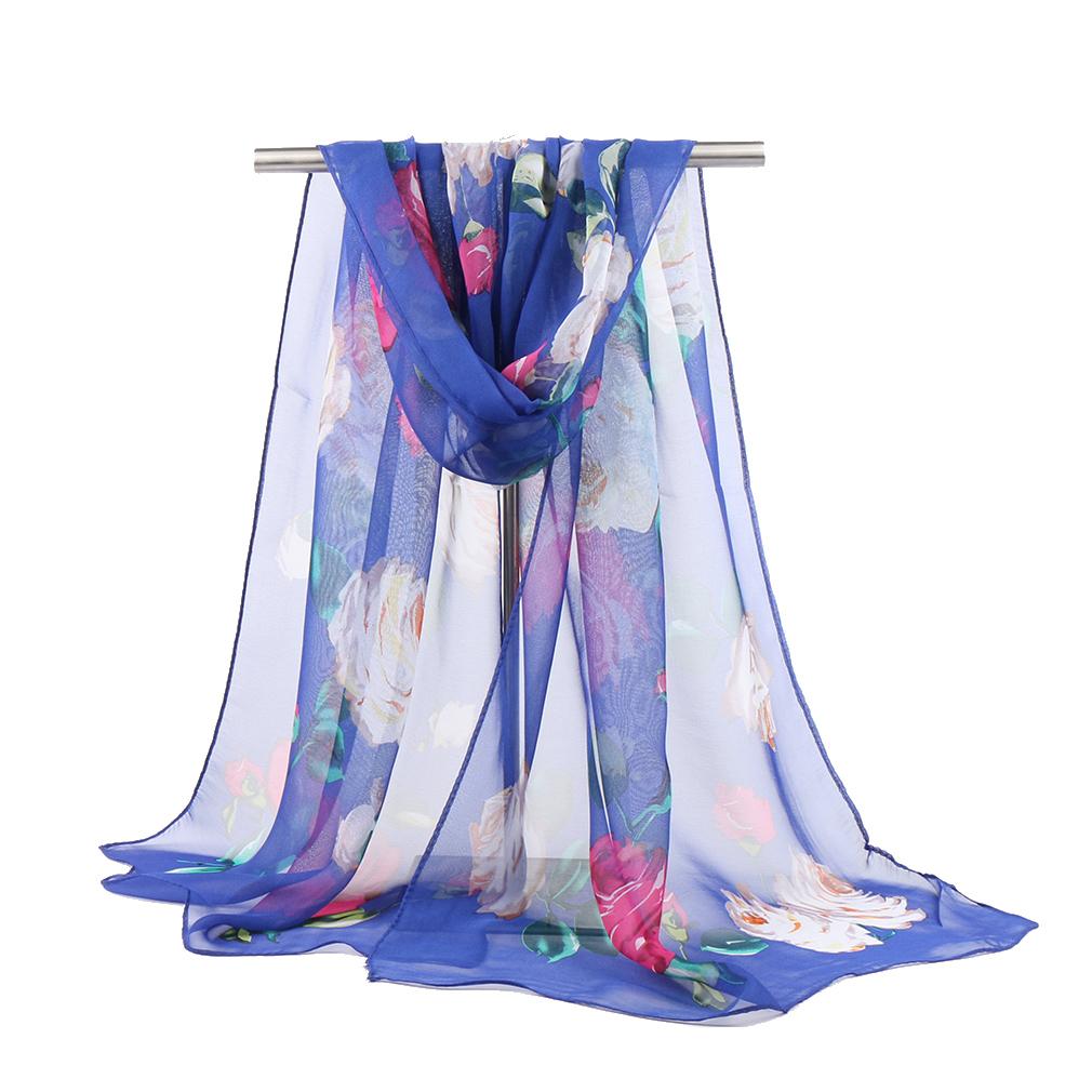 New Fashion Floral Printing Beach Silk Scarf Shawls Female Long Wraps Beach Spring  Summer Sunscreen Hijab For Women 160*50Cm