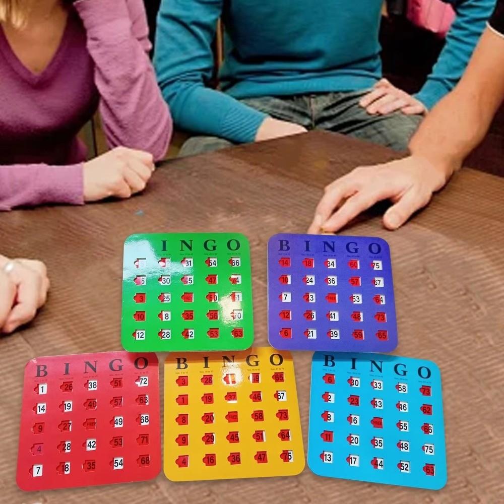 5PCS Sliding Window Slide Bingo Cards Large Print Bingo Board Cards Bingo Game Cards Group Games