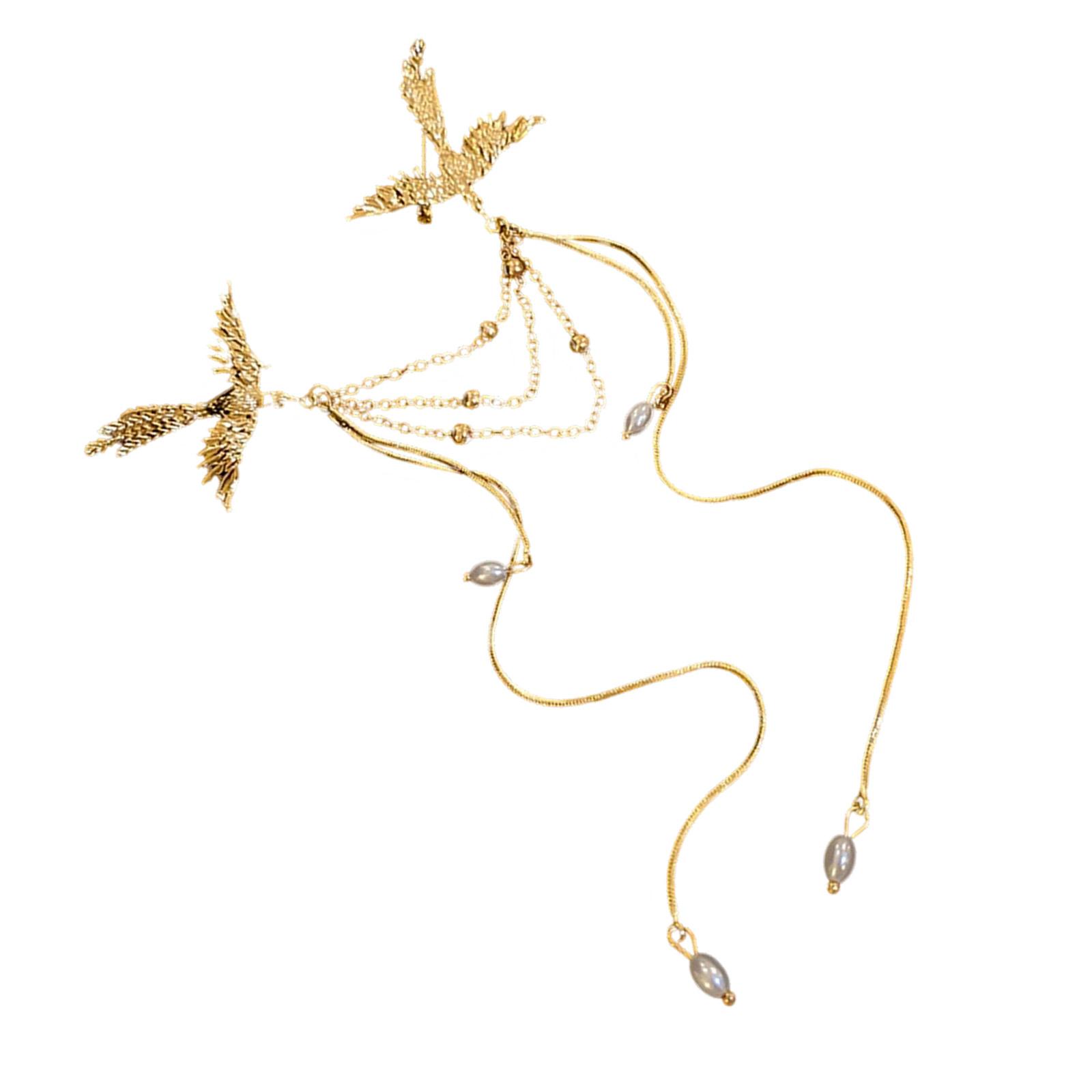 

Брошь Фениксы с Жемчугом и Бахромой для Женщин и Мужчин Длинные Струящиеся Кисточки Булавка Аксессуары для Вечеринки Юбилейный Подарок золотой