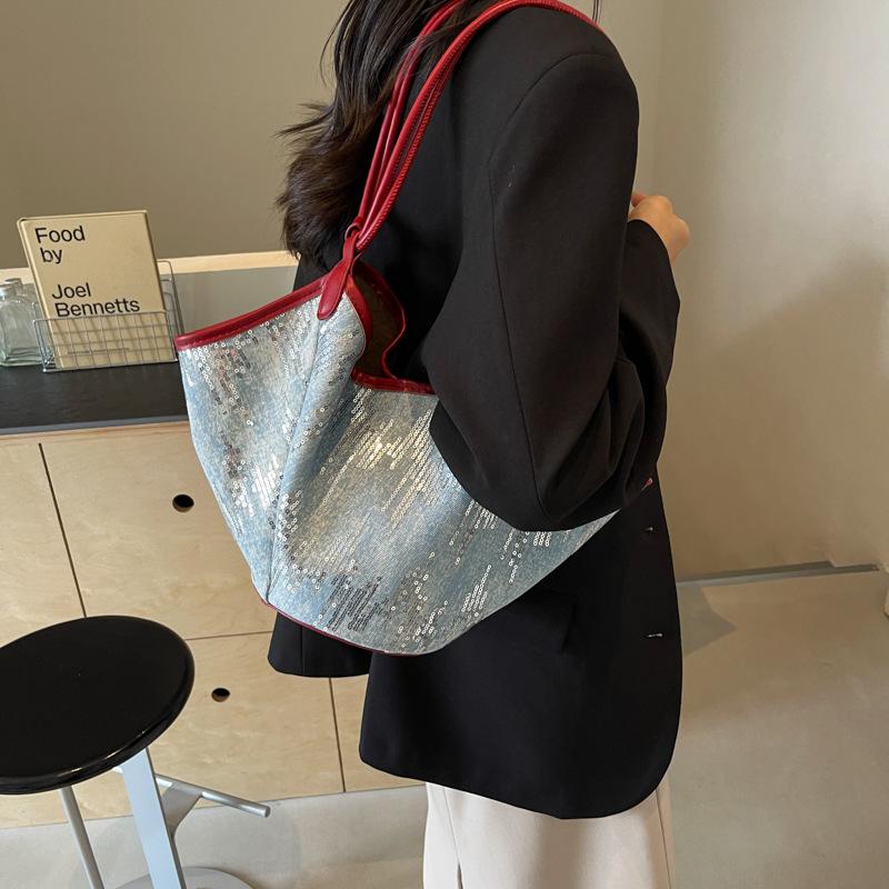 Bag Summer High-end Sense Niche Texture Underarm Bag 2025 New Denim Vegetable Basket Large-capacity Messenger Bag
