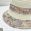 Summer Knitted Hollow Sunscreen and Sunshade Fisherman's Hat Women's Thin Breathable Colorful Vacation Style Woven Straw Hat
