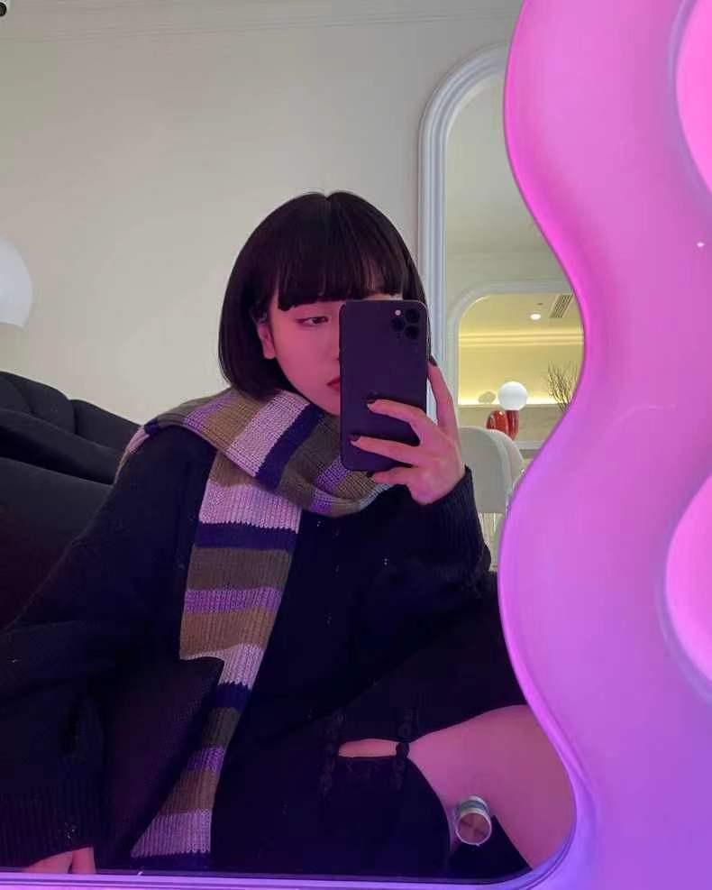 Winter Rainbow Striped Scarf Set: Sweet and Cool Girl's Winter Essential