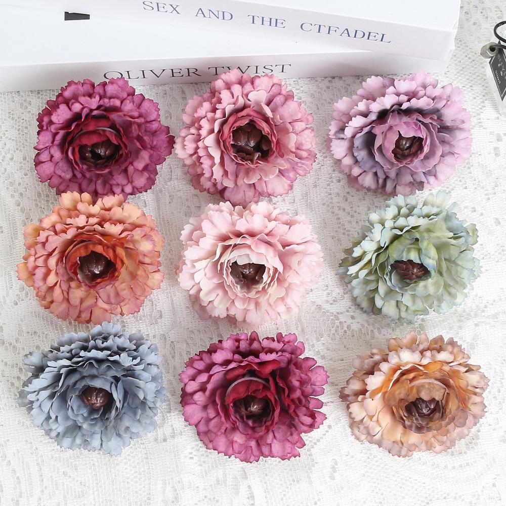 10Pcs Artificial Flowers 7CM Silk Fake Flowers Head For Home Room Decor Wedding Marriage Decoration DIY Craft Garland Accessory