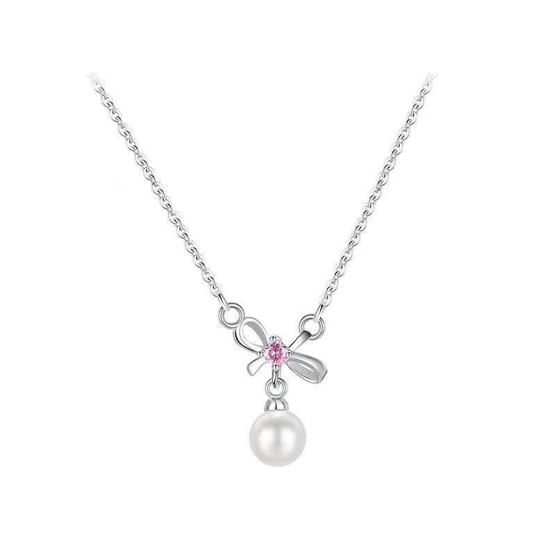 2023 Popular Design: 925 Sterling Silver Pearl Necklace, Light Luxury Clavicle Chain