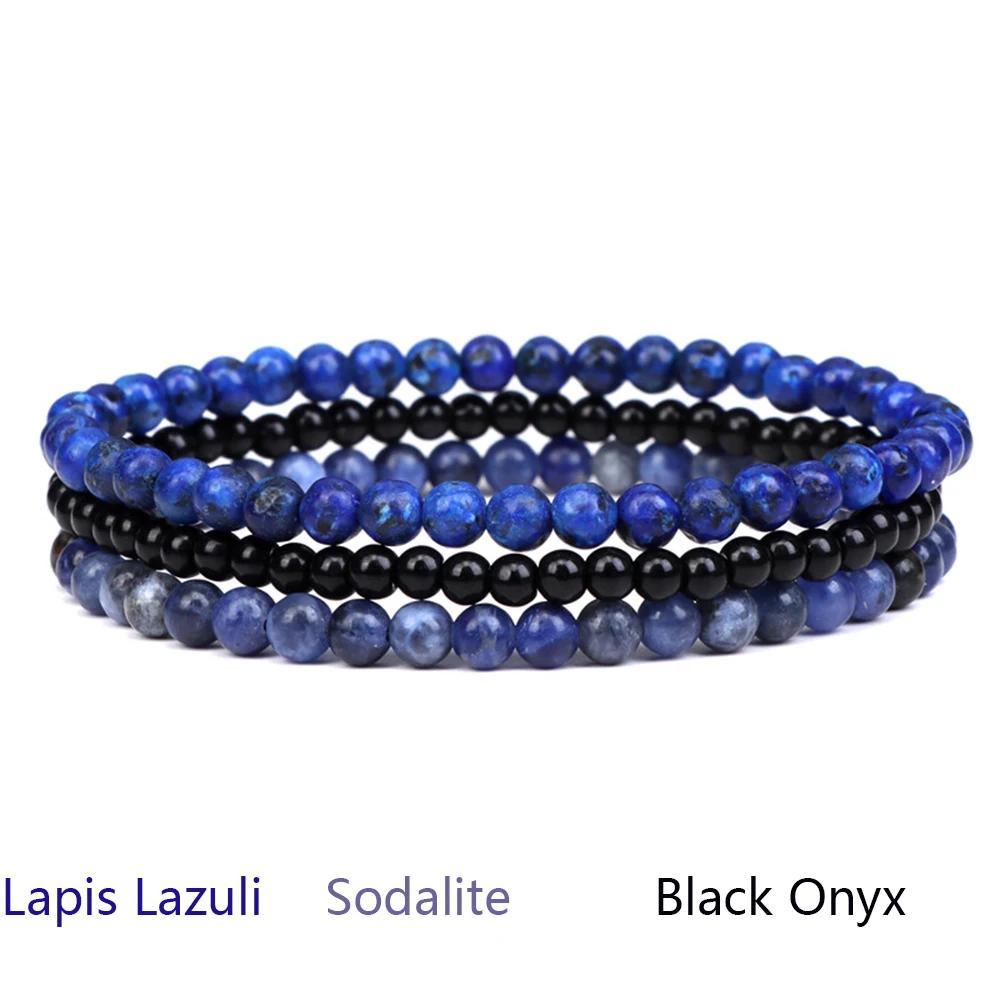 4mm Natural Stone Beads Bracelet With 3pcs Stones Rose Quartzs Amethysts Red Agates Turquoises Opal Bracelet Set For Women Men
