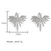 Elegant Cubic Zirconia Feather Earrings White Gold Color Crystal Zircon Statement Stud Earring Luxury Wedding Zircon