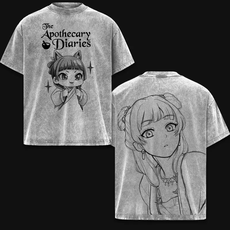 Maomao Lihua Graphic T-shirt The Apothecary Diaries Anime Washed Oversized T Shirt Men Women Clothing Cotton Short Sleeve Tees