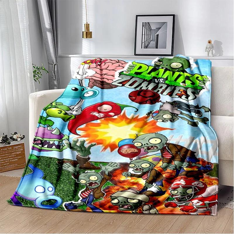 P-Plants vs. Z-Zombies Game Blanket with Peashooter Design Ideal for Sofa and Bed Cover throw blanket