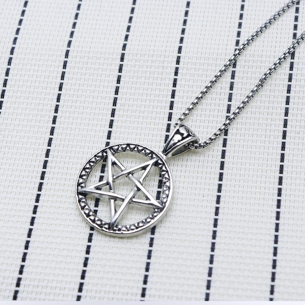 Trending Men's Alloy Hexagram Pentagram Pendant Sweater Chain - European American Style