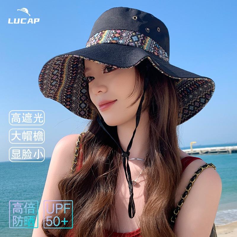 Western Cowboy Basin Hat Women's Spring Summer Retro Mountaineering Hat Outdoor Big Brim Sunscreen Bucket Hat